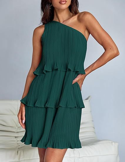 Elegant One Shoulder Ruffle Mini Dress