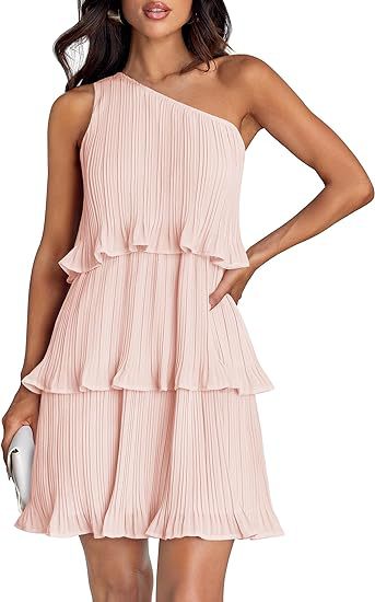 Elegant One Shoulder Ruffle Mini Dress